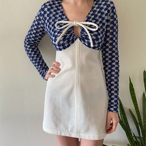 VTG 1970s Vintage Cut Out Bow Bodycon Mini Dress